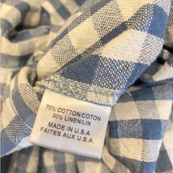 MISA Los Angelos Dress Womens Small Blue Belu Gingham Off‎ Shoulder Mini Linen - Picture 5 of 8